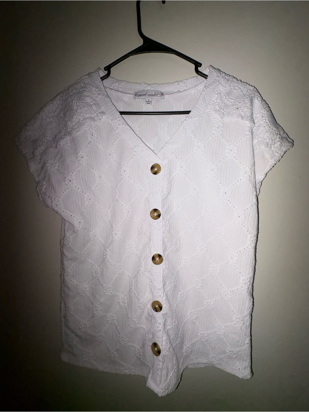 Elevated White Button-Front Knit Top by